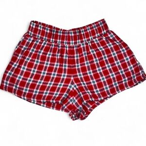 Colsie Red Plaid High Waist Pajama Shorts with pockets size S